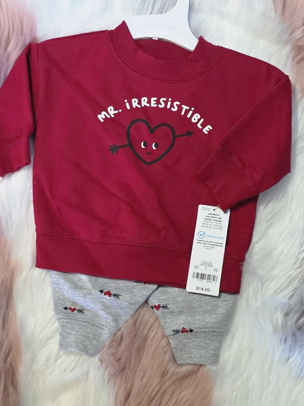 Carters Red Heart Graphic Sweatshirt Set